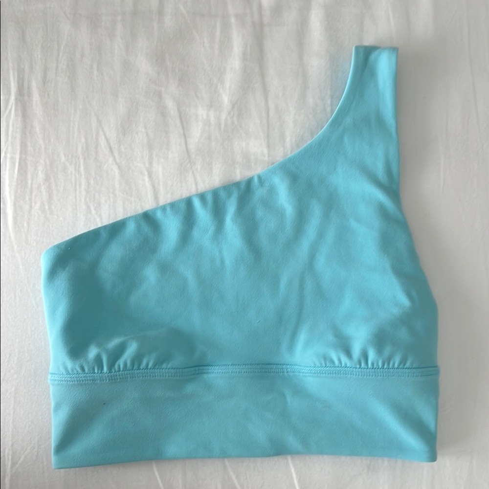 One-Shoulder Aqua lulu bra